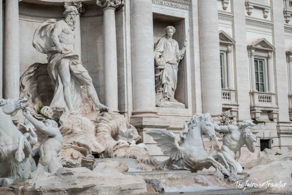 Oceanus and the statue of Health in her niche, Trevi Fountain, Rome