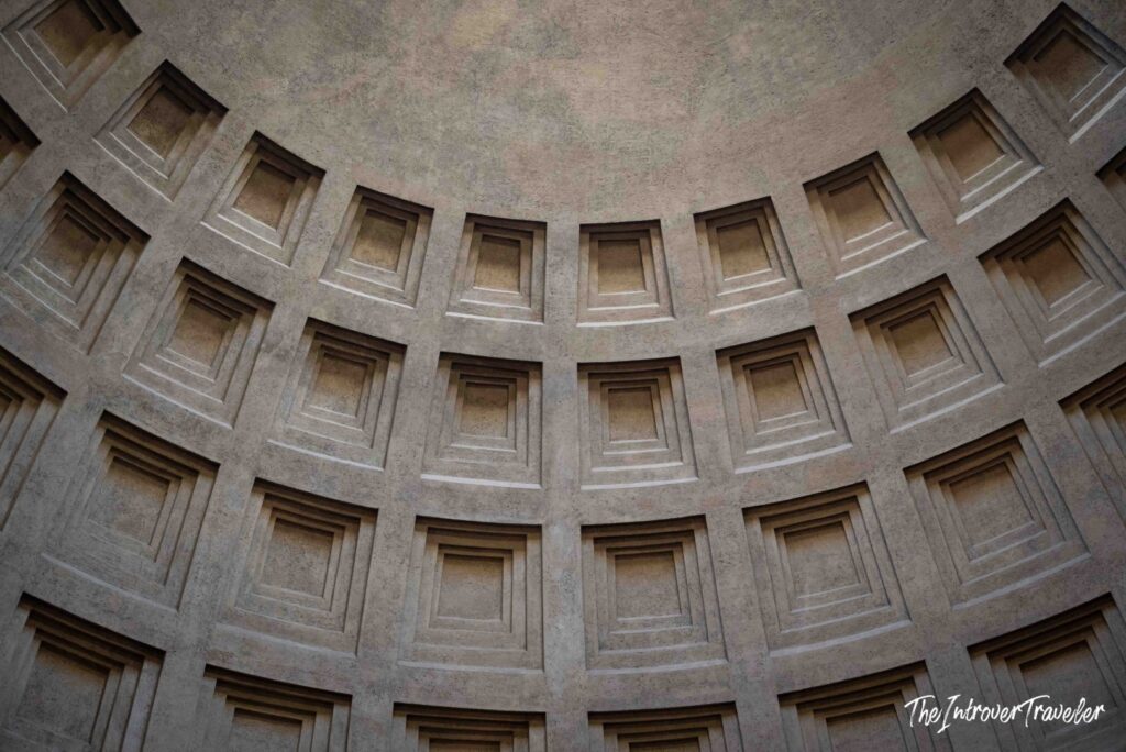 Rings of stepped coffers on the Pantheon dome, Rome